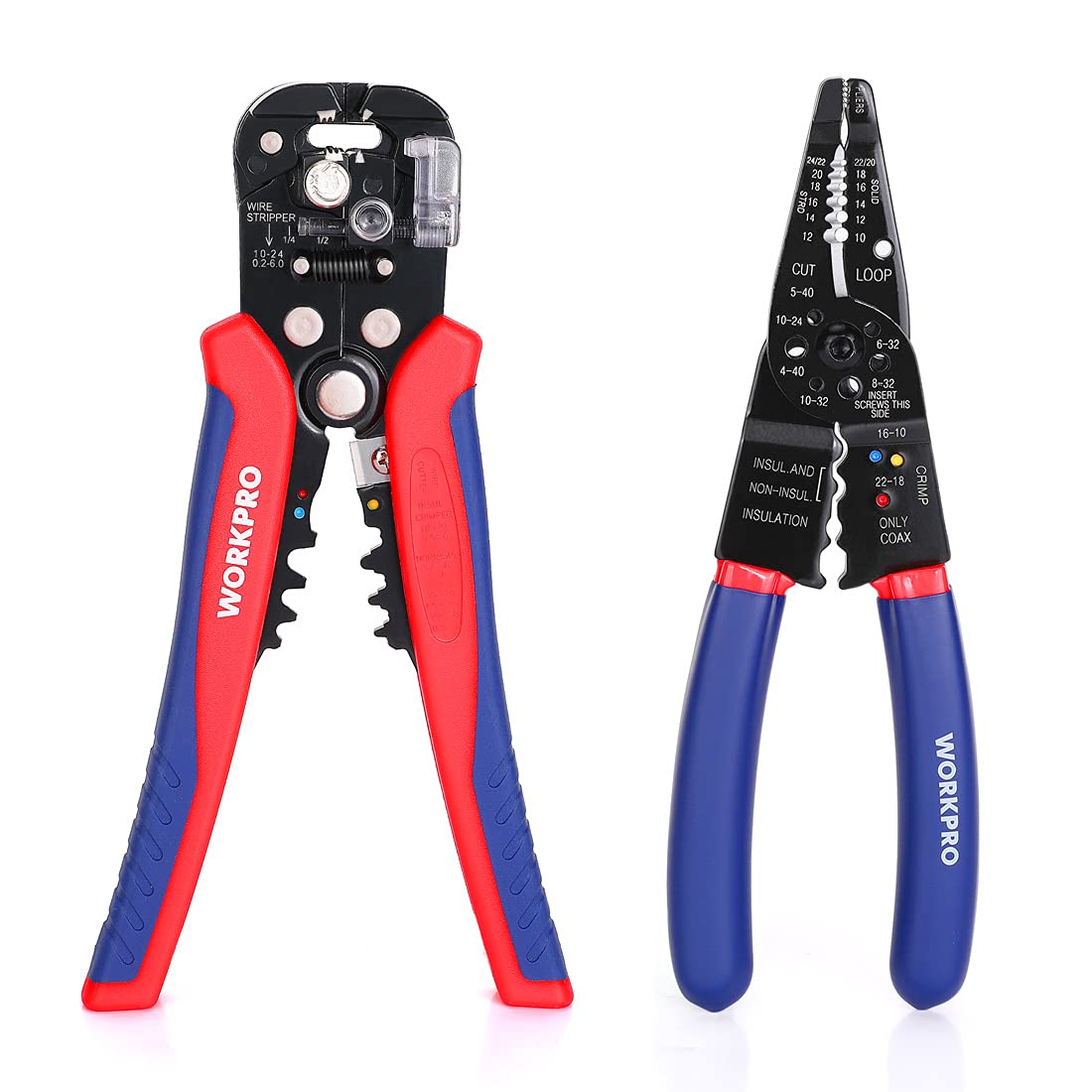 WORKPRO wire stripper self-adjusting closeup for precise copper and aluminum stripping