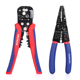 WORKPRO wire stripper self-adjusting closeup for precise copper and aluminum stripping