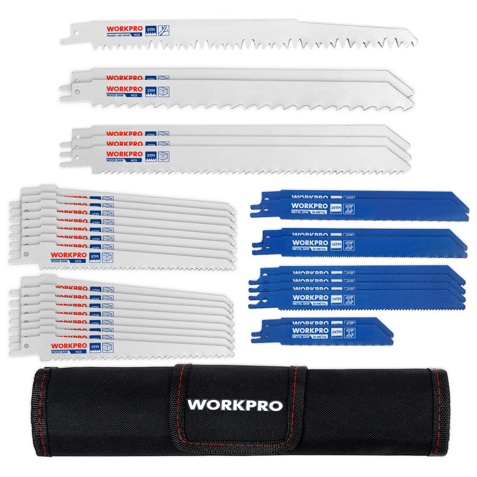 WORKPRO wood cutting blades set for tough wood projects with Cr-V steel.