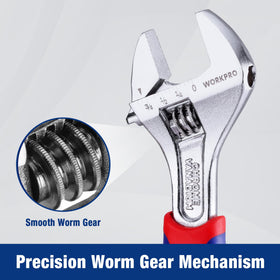 WORKPRO wrench forged from CR-V steel for high strength and long-lasting performance.