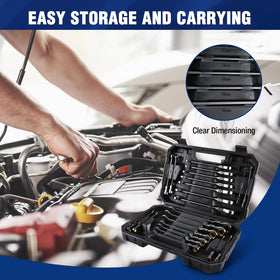 Wrench in use during a tight engine bay repair