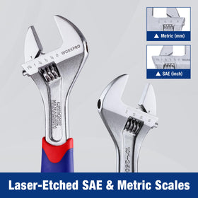 WORKPRO wrench featuring slip-resistant bi-material grip for comfortable handling.