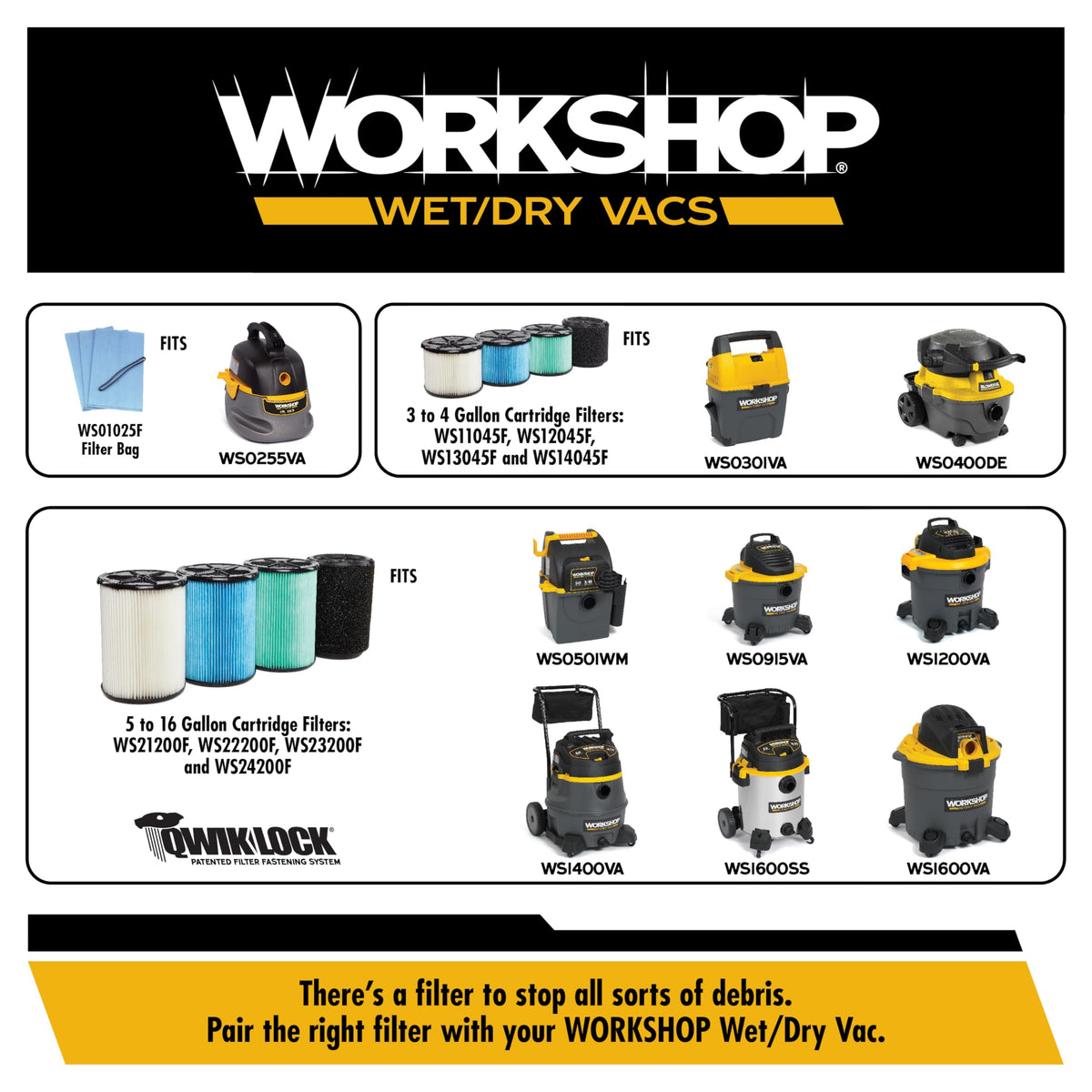 WORKSHOP diffuser provides quiet operation during cleanup.