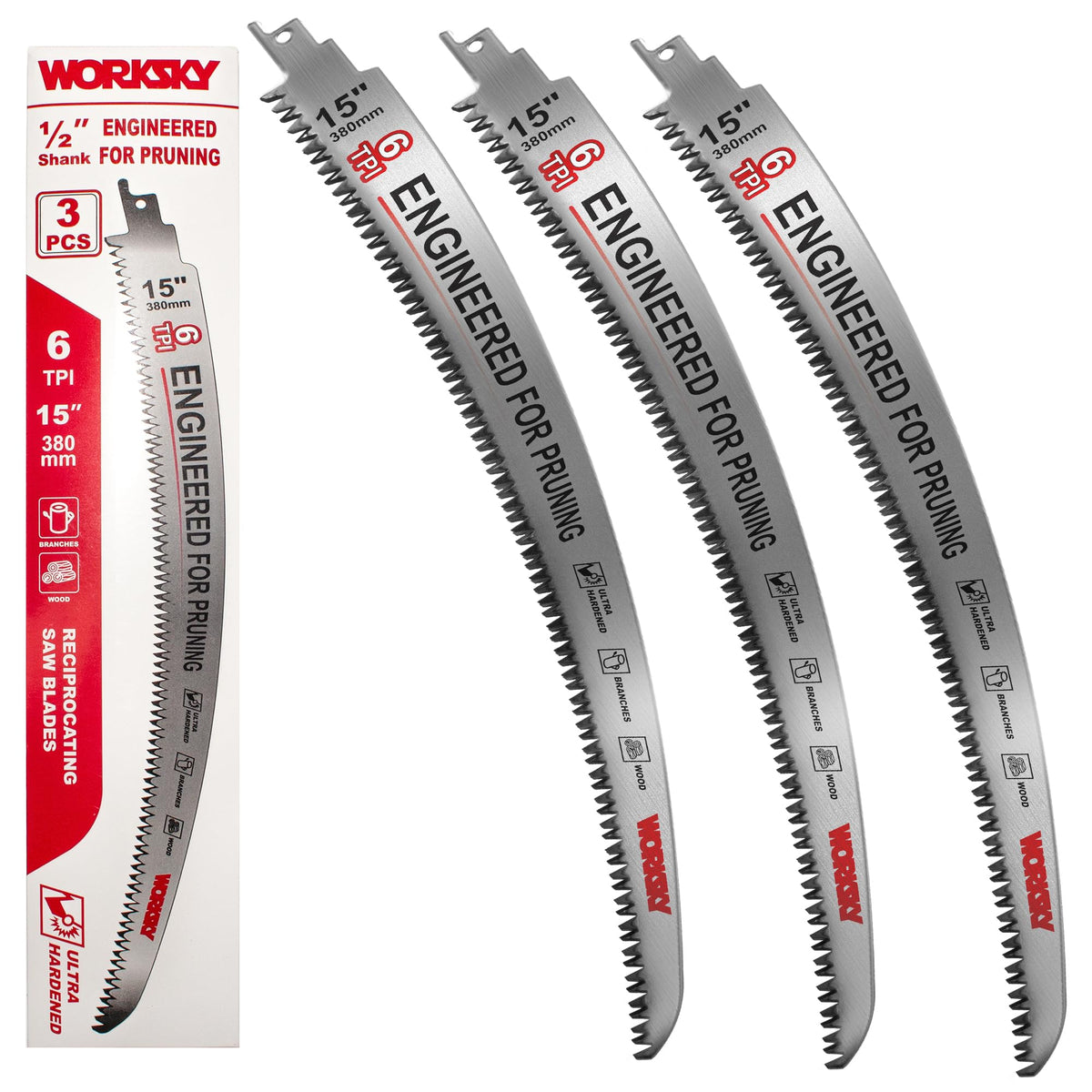 Worksky 15-inch Japanese teeth arc edge blade for fast wood cutting.