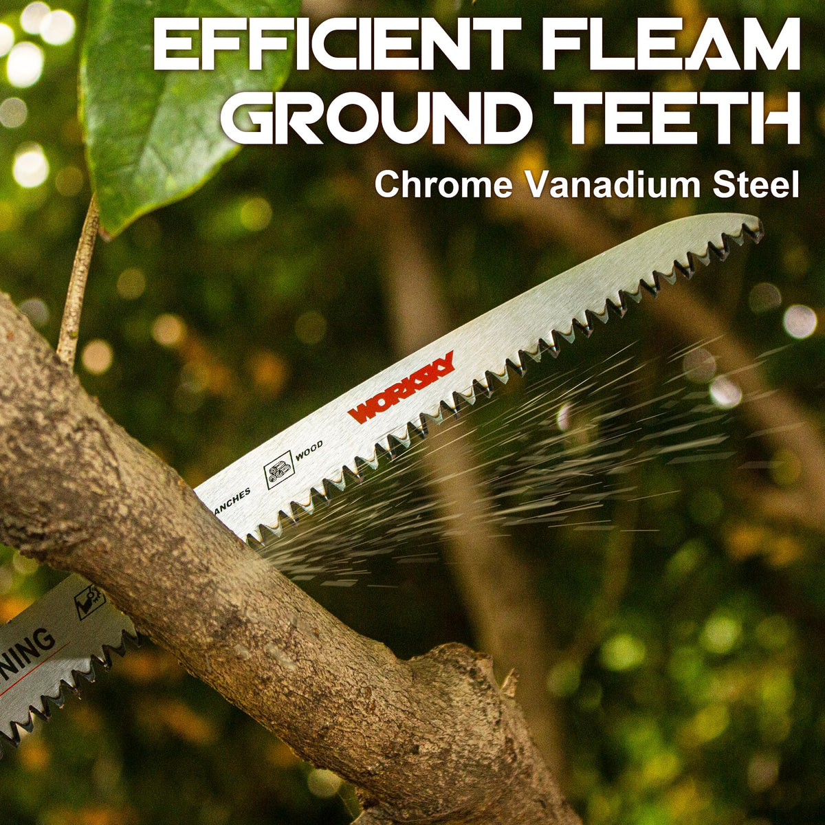 Worksky 6TPI wood-cutting blade handles wet, dry, and green wood.