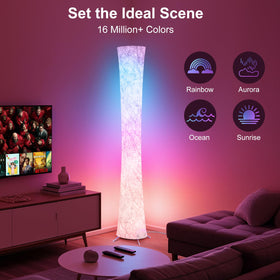 WORLD WIN Floor Lamp living room setup highlights modern design and versatile lighting.