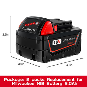 Worthmah two-pack is compatible with Milwaukee 18V rapid chargers for fast top-ups.