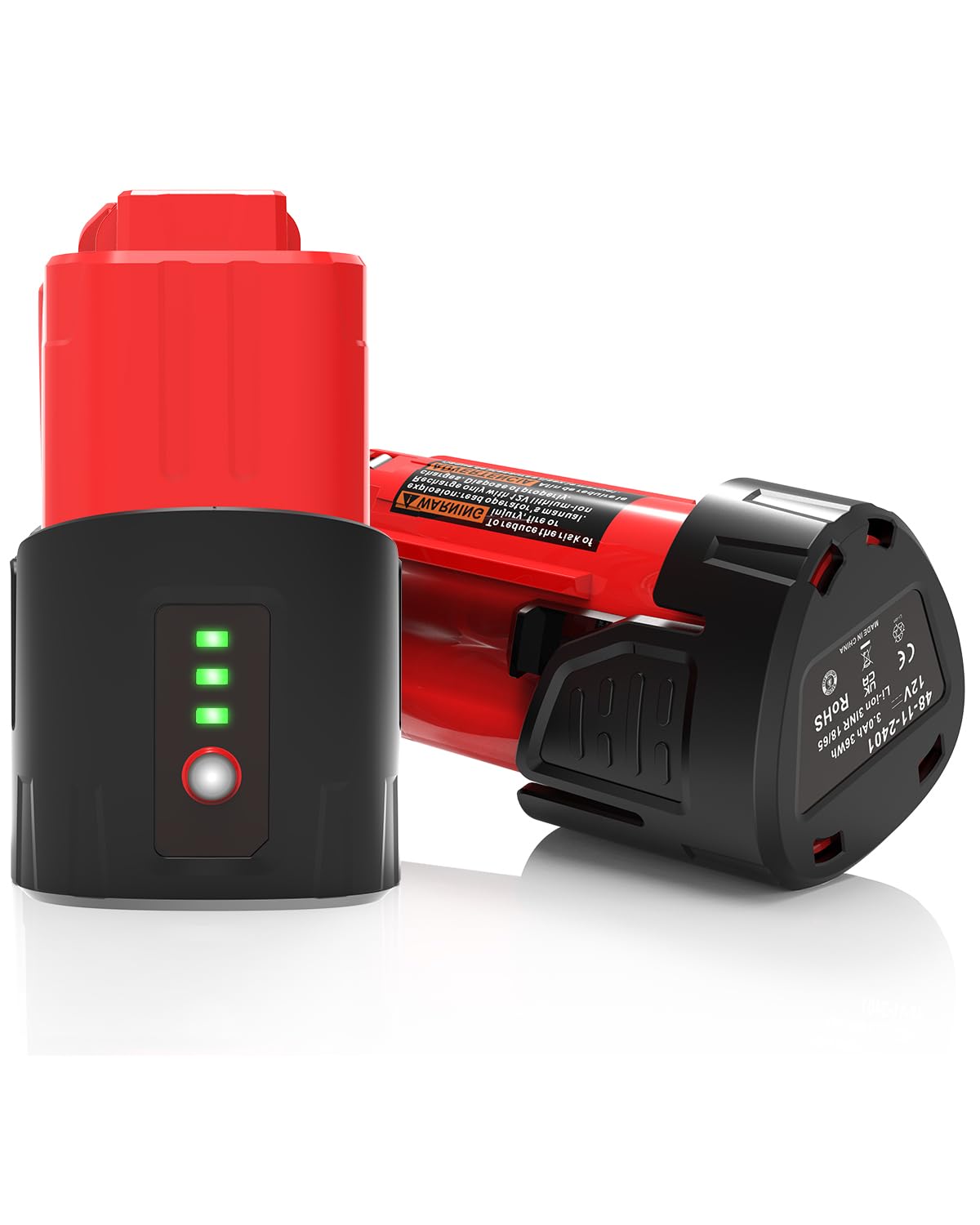 Worthmah Milwaukee M12 battery front view showing compact design and grip for easy handling