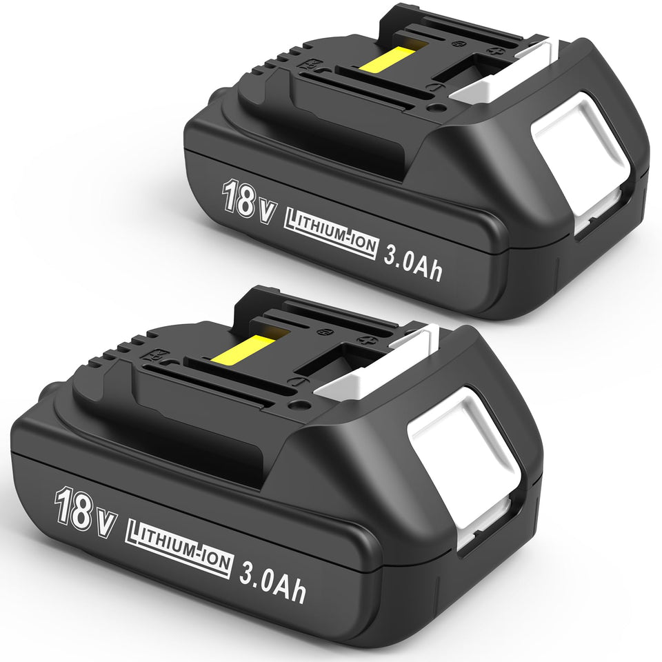 Worthmah 2-pack 3.0Ah 18V battery front view showing dual-pack design for extended use