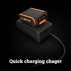 WORX 20V quick charger with indicator and long cord for convenient charging anywhere.