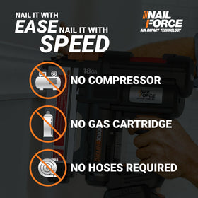 WORX Nitro 20V brad nailer with dual LED lights for dark corners.