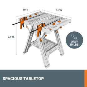 WORX Pegasus clamps-included provide firm grip on varied materials.