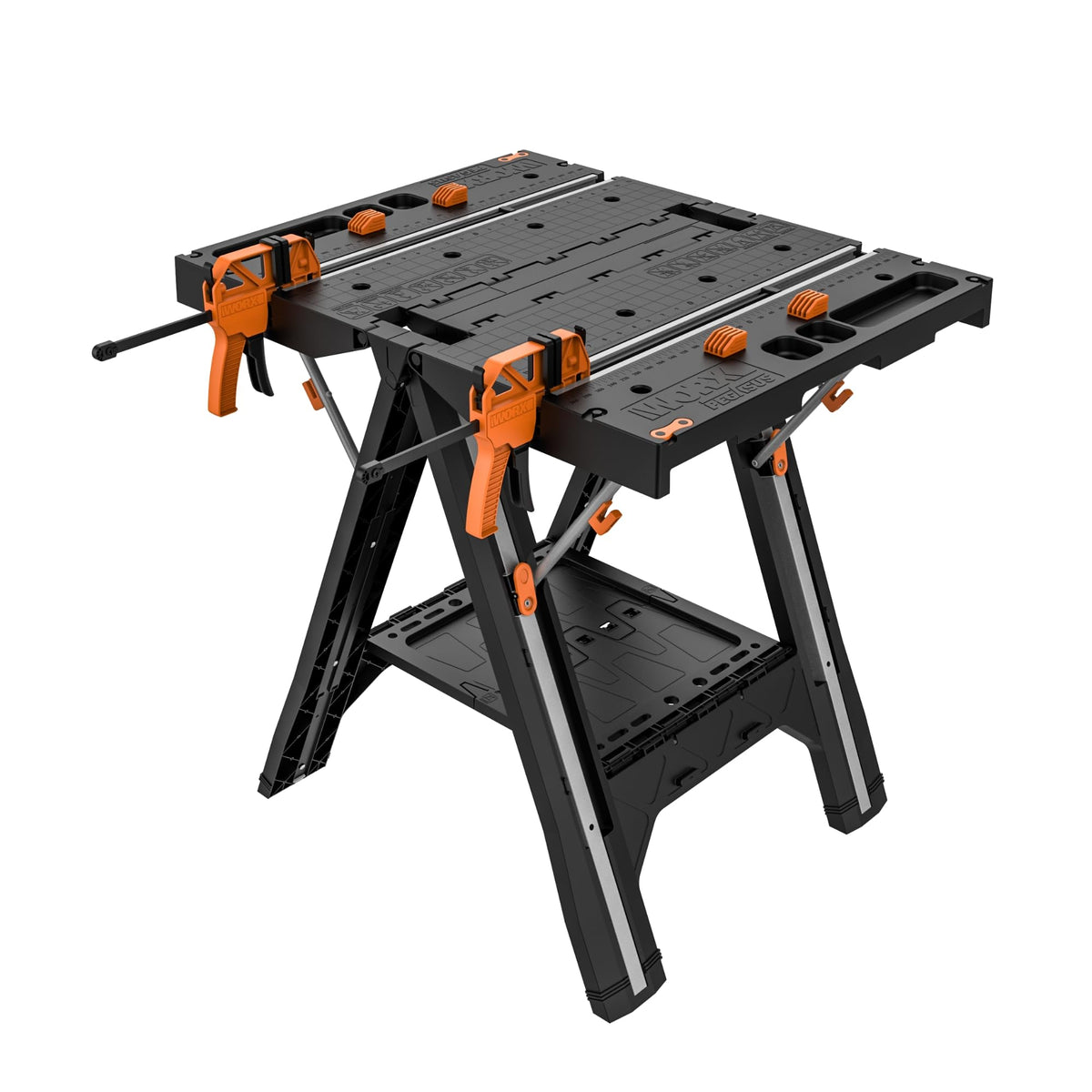 WORX Pegasus worktable setup showing quick open design for fast on-site projects.