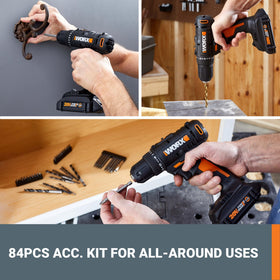 Power Share 2.0Ah battery powers multiple WORX tools.