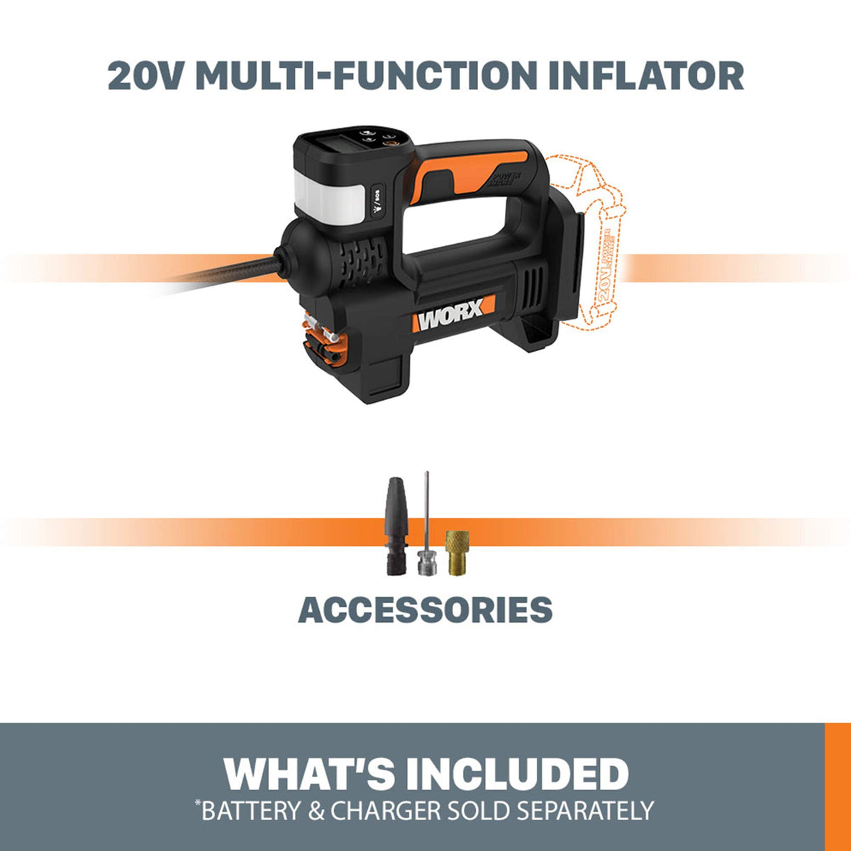 WORX Power Share battery system powers multiple tools.