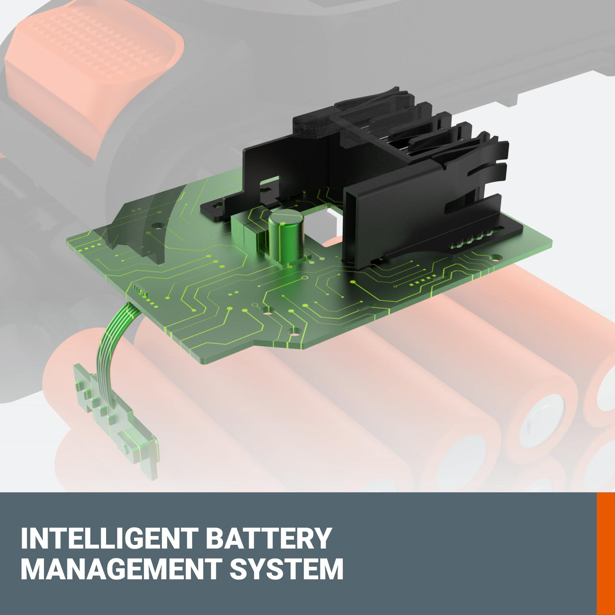 Push-button release makes removing the WORX WA3669 battery easy.