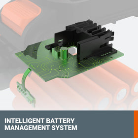Push-button release makes removing the WORX WA3669 battery easy.