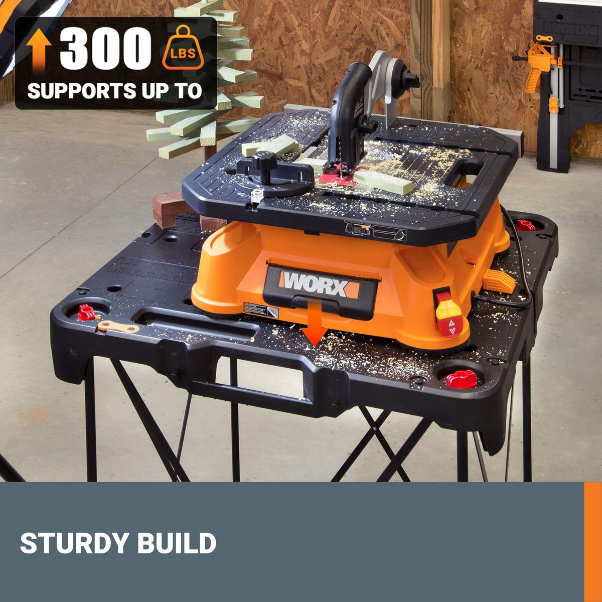 WORX Sidekick supports up to 300 lbs for sturdy projects.