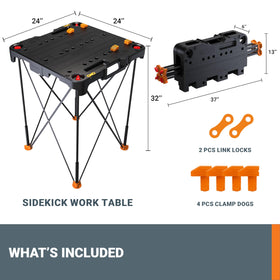 WORX Sidekick rugged ABS and steel construction for durability.