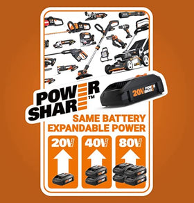 WORX inflator in use on a car tire for quick fill.