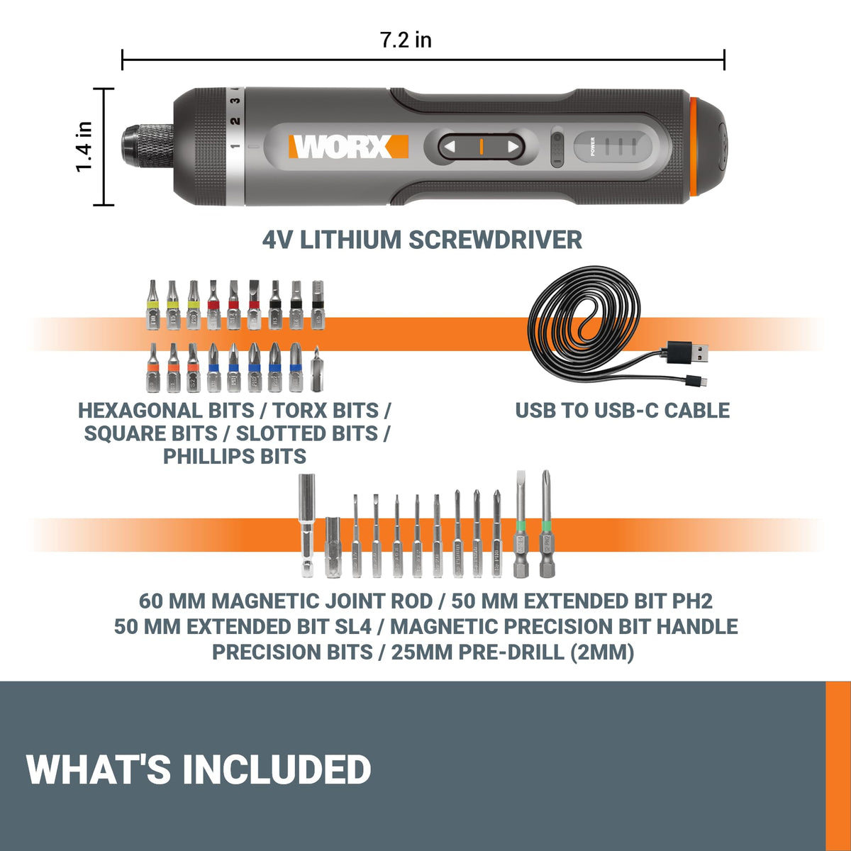 WORX WX242L LED work light illuminating a dim workspace for accurate screwdriving.