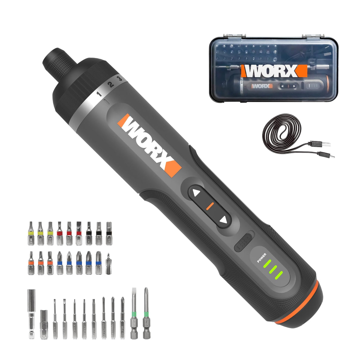 WORX WX242L screwdriver in use for precise tightening during furniture assembly.