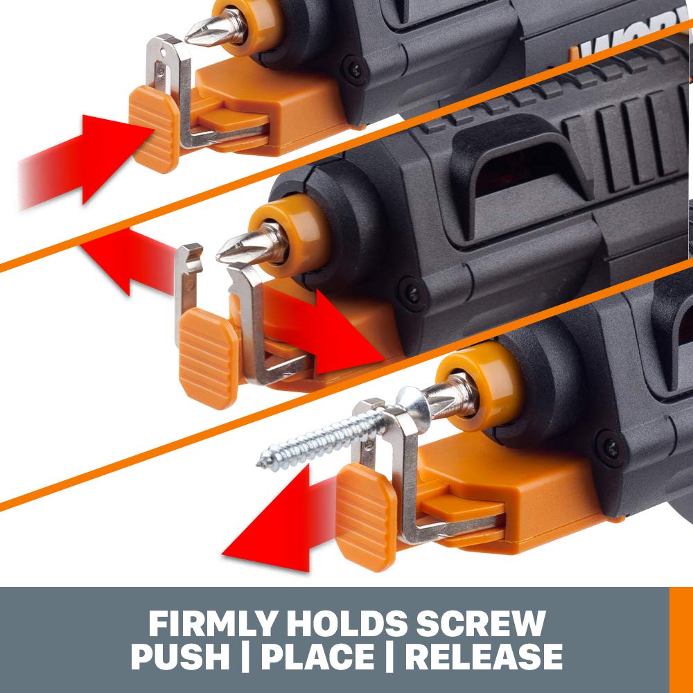 WORX WX255L LED headlamp illuminates tight work areas for precision.