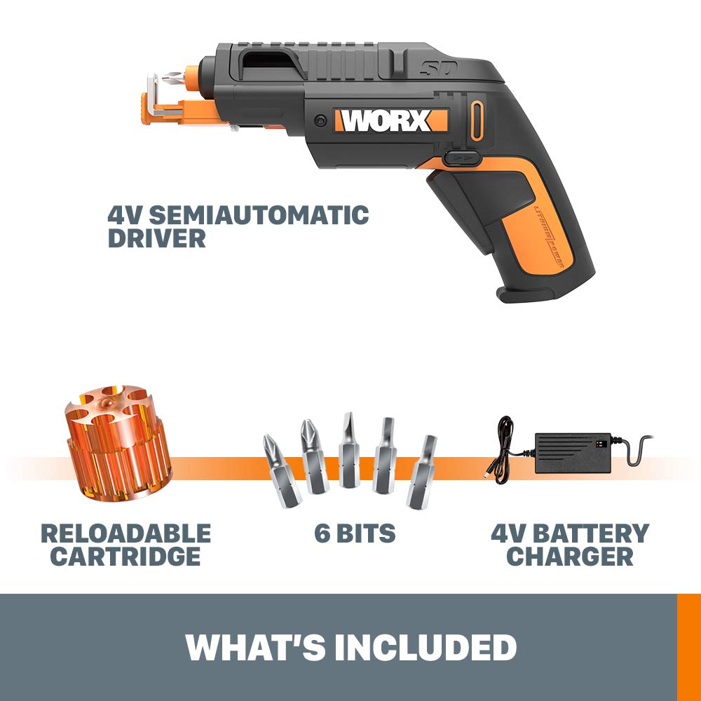 WORX WX255L screw holder attachment stabilizes screws during driving.