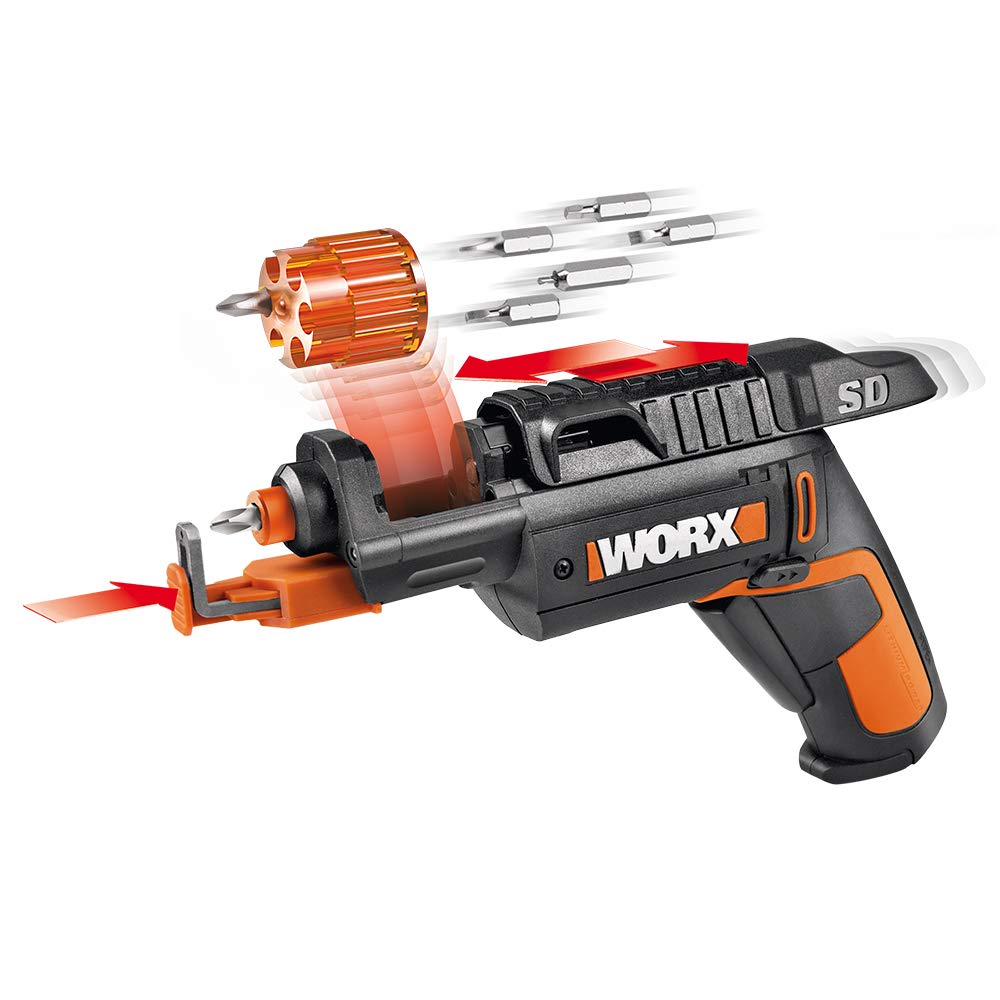 WORX WX255L SD Driver with screw holder enables one-handed fastening.