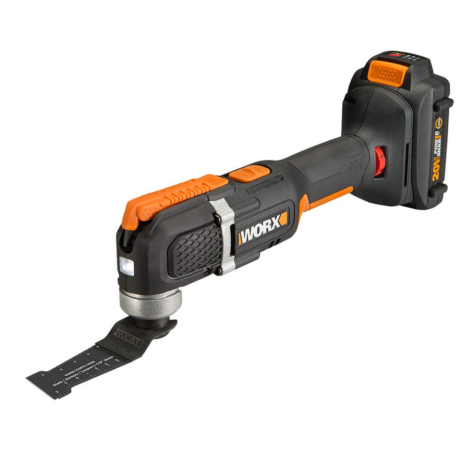 WORX WX696L cordless operation enables tight-space cutting and sanding