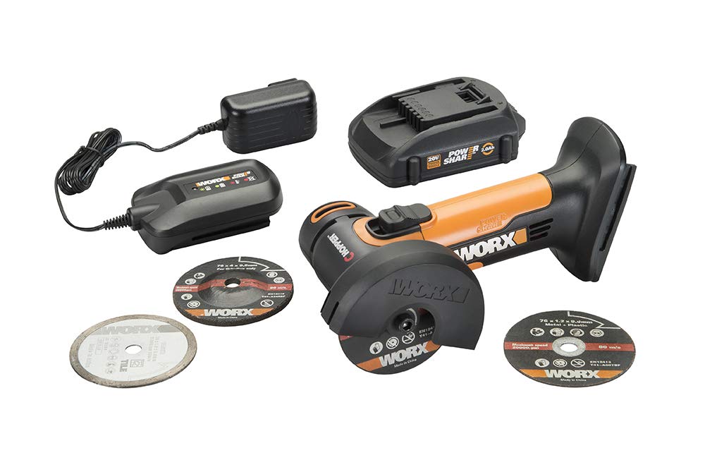 WORX WX801L Mini-Cutter ergonomic grip supports overhead and one-handed use.