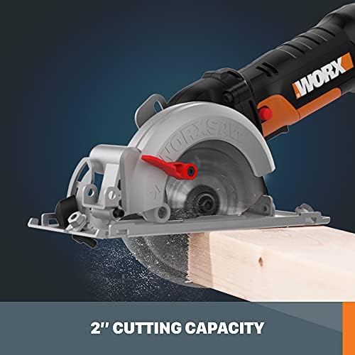 WORX Worxsaw bevels to 45 degrees for angled joints.
