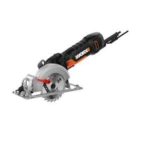 WORX Worxsaw compact left-side blade housing for clear cut lines.