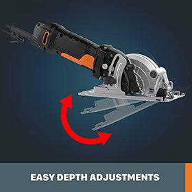 WORX Worxsaw cuts up to 2 inches for quick stock work.