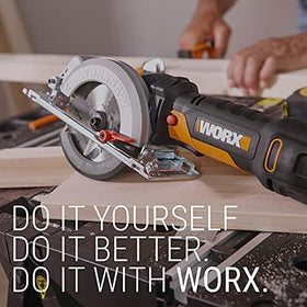 WORX Worxsaw dust port ready for vacuum hookup.