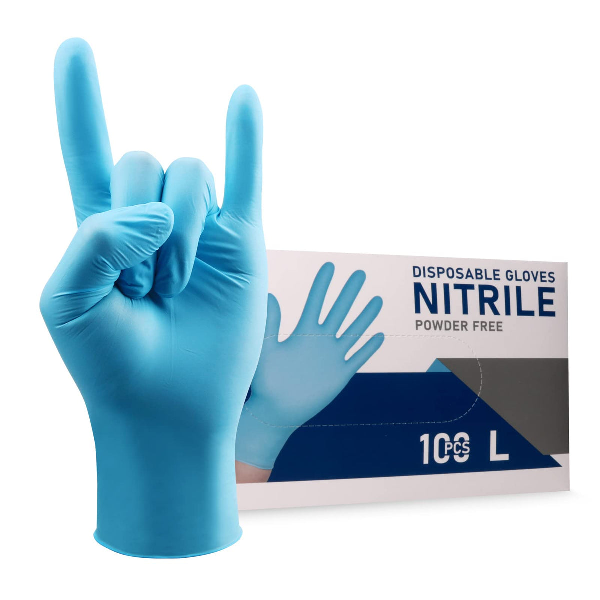 Wostar large nitrile gloves, powder-free with 4mil thickness, for durability.