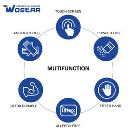Wostar 4mil gloves offer strong yet flexible wear