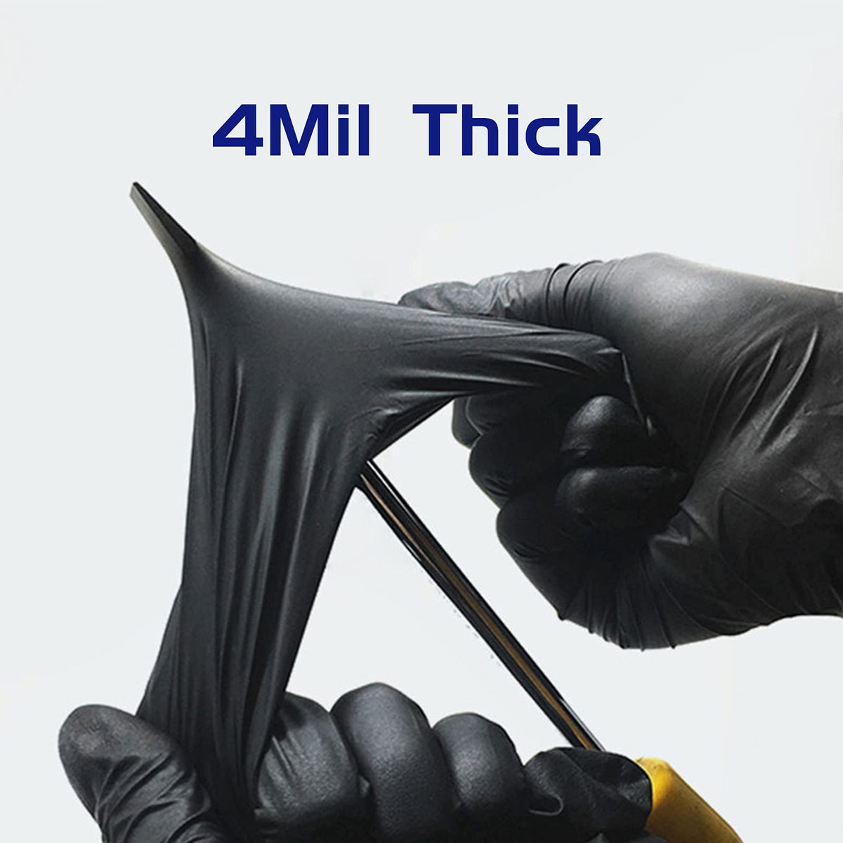 Close-up texture of Wostar nitrile gloves highlights durability and stretch.