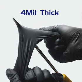 Close-up texture of Wostar nitrile gloves highlights durability and stretch.