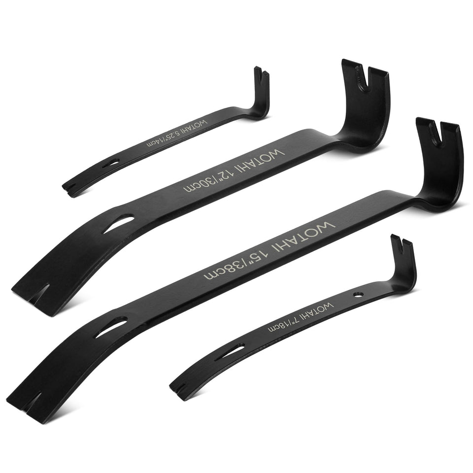 WOTAHI four-piece flat pry bar set displayed for renovation tasks and versatility