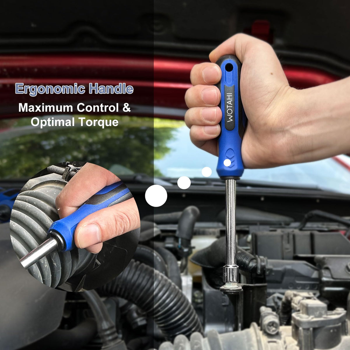 WOTAHI 1/2 hex-tip nut driver with ergonomic handle.