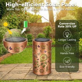 WOTOYS solar sunflower light stake into ground for quick garden installation