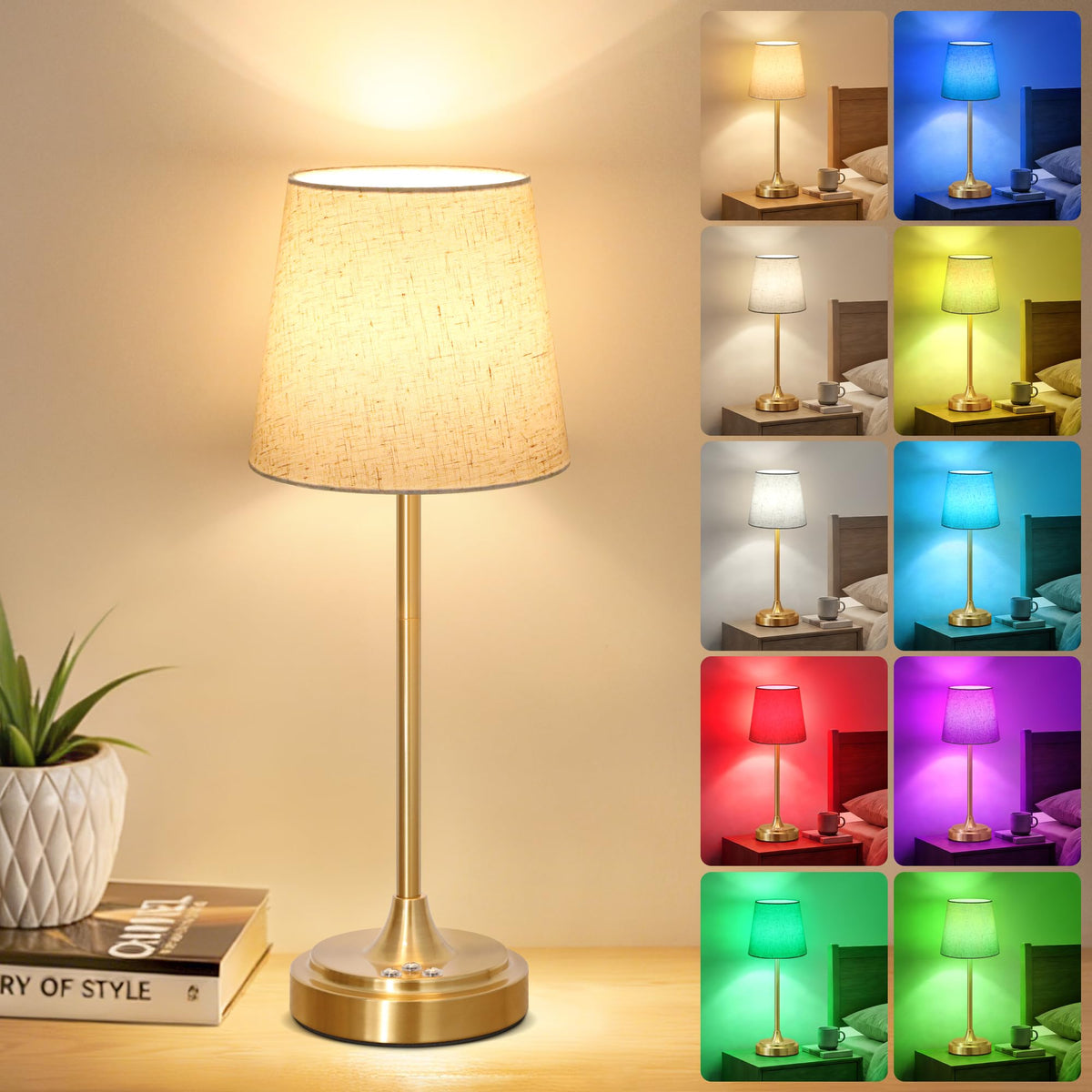 Wowag cordless table lamp with 5000mAh battery for portable lighting.