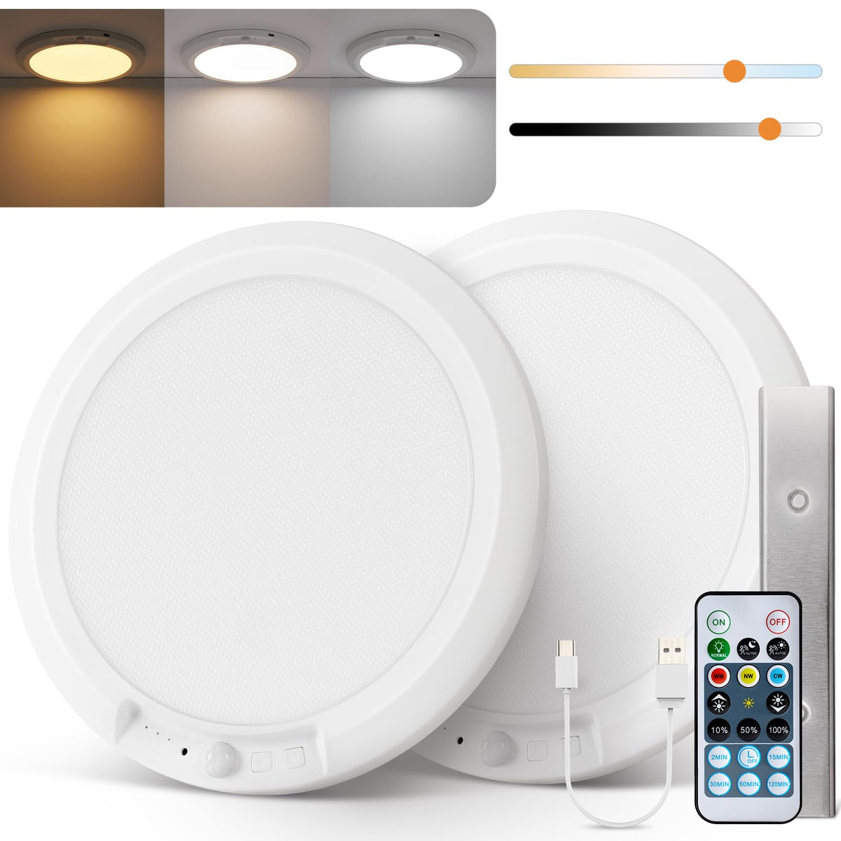 wowatt 10000mAh battery ceiling light offers long lasting shower illumination.