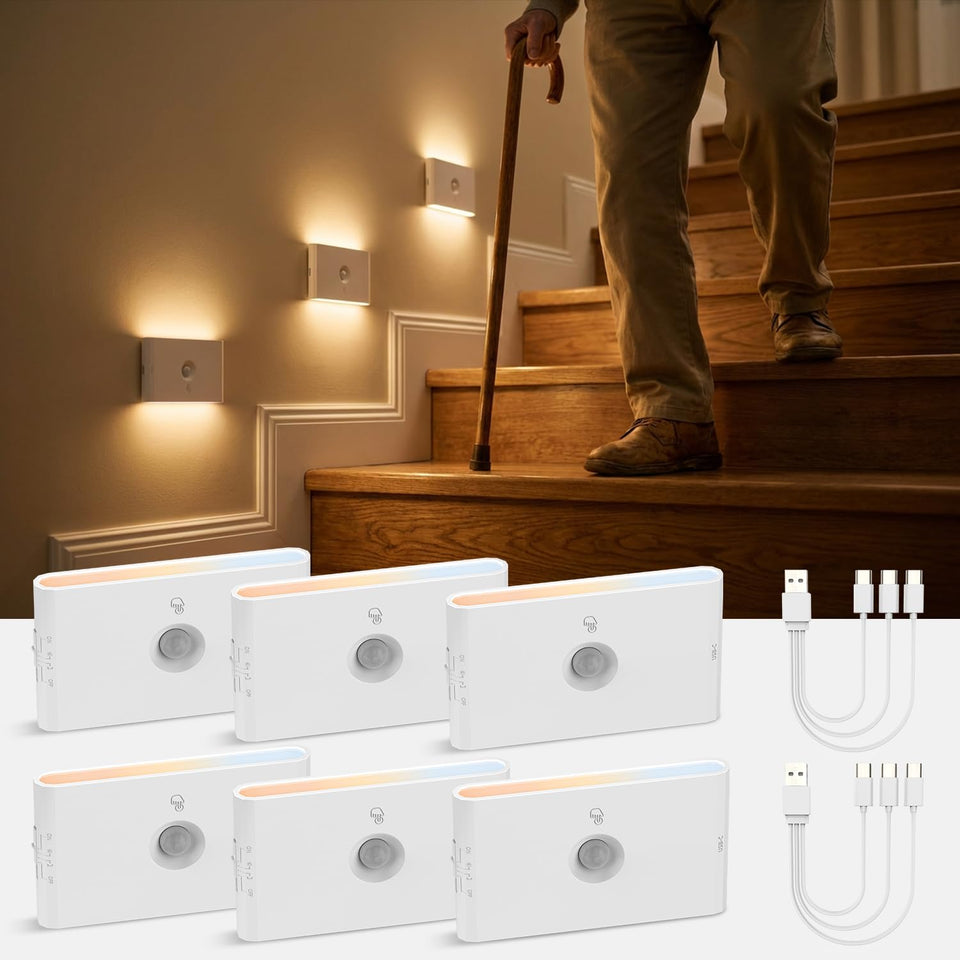 wowatt 3CCT stair light with magnetic mount for easy placement and gentle hallway lighting.