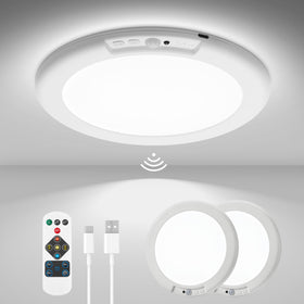 wowatt battery ceiling light with remote mounted for wireless convenience and even coverage.