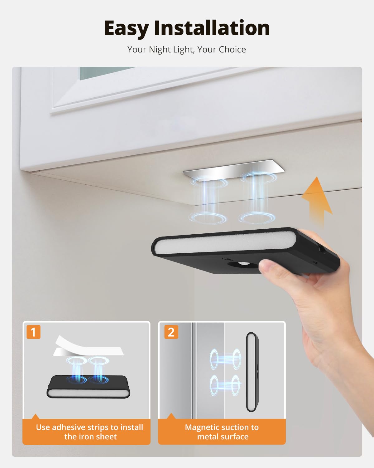 wowatt magnetic adhesive back for simple, drill-free installation