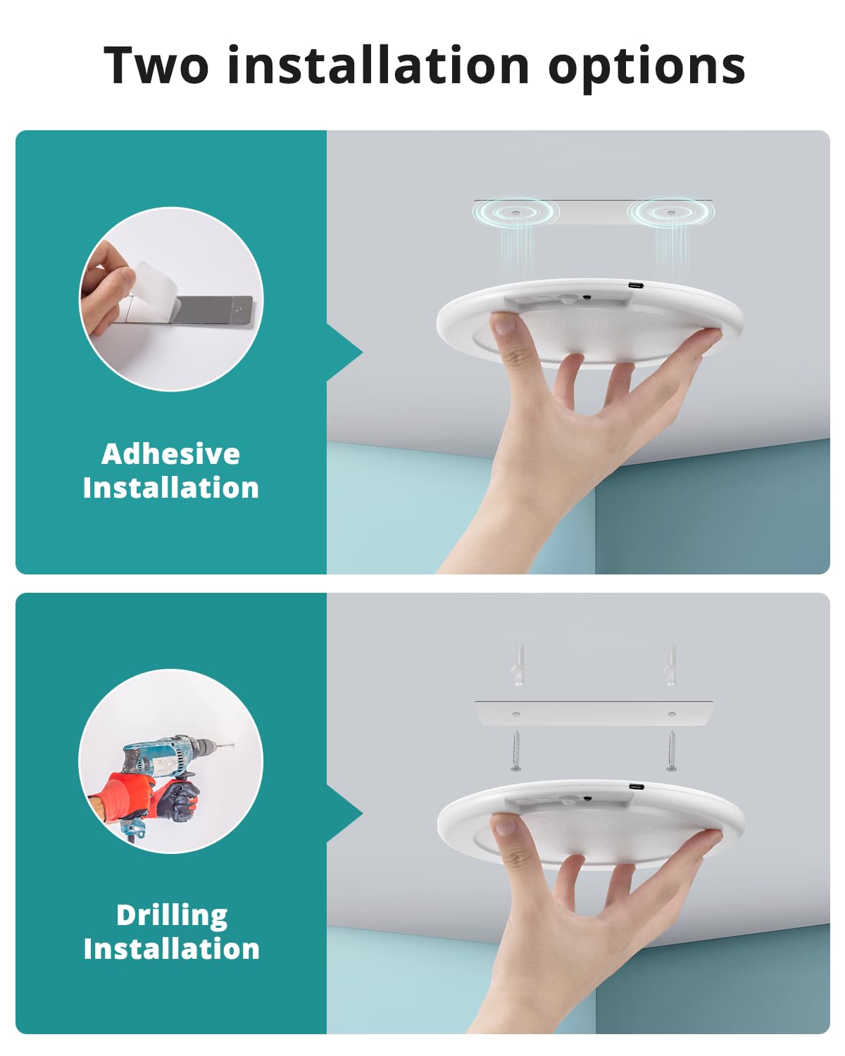 wowatt motion sensor ceiling light in a closet activating automatically for hands-free lighting.