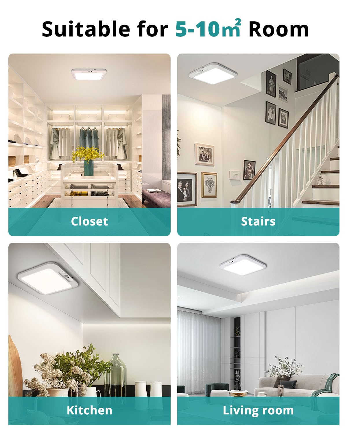 wowatt battery-powered ceiling light with 6000mAh for long use.