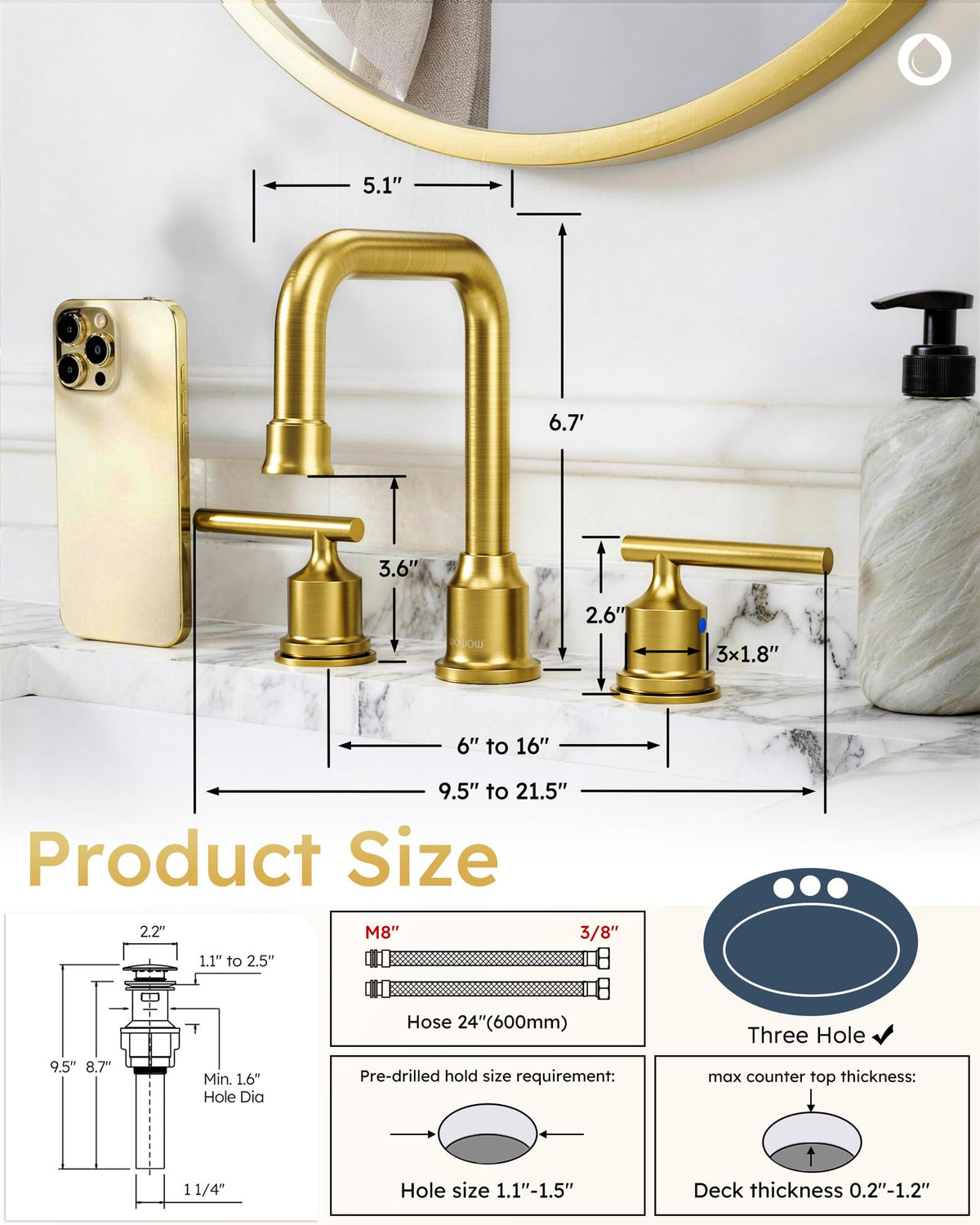 WOWOW included supply lines simplify DIY installation, saving time and costs